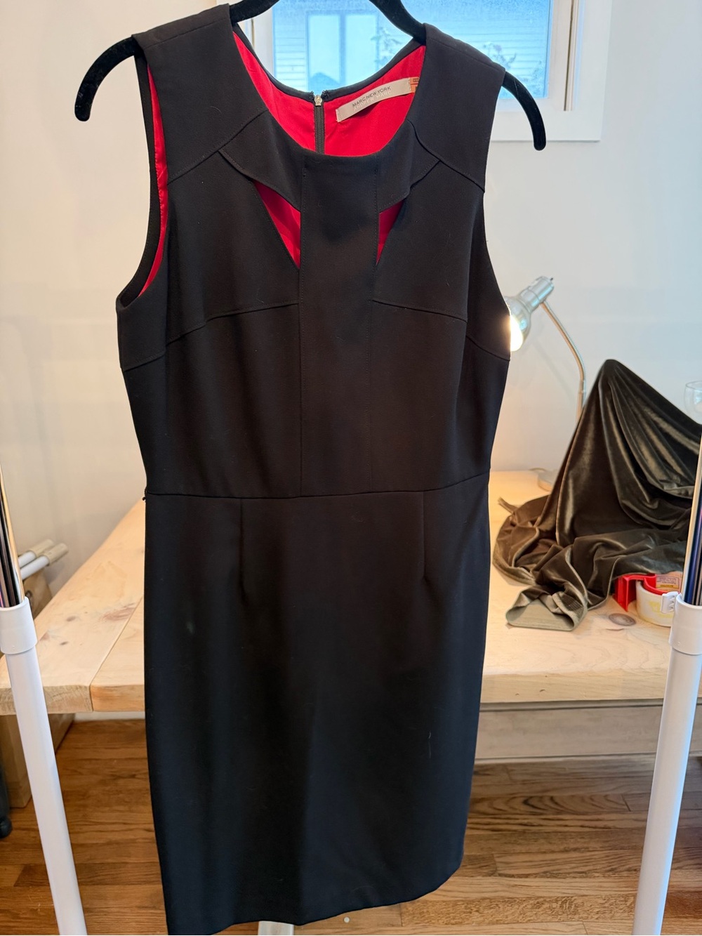 Sleeveless Black Sheath Dress with Red Lining